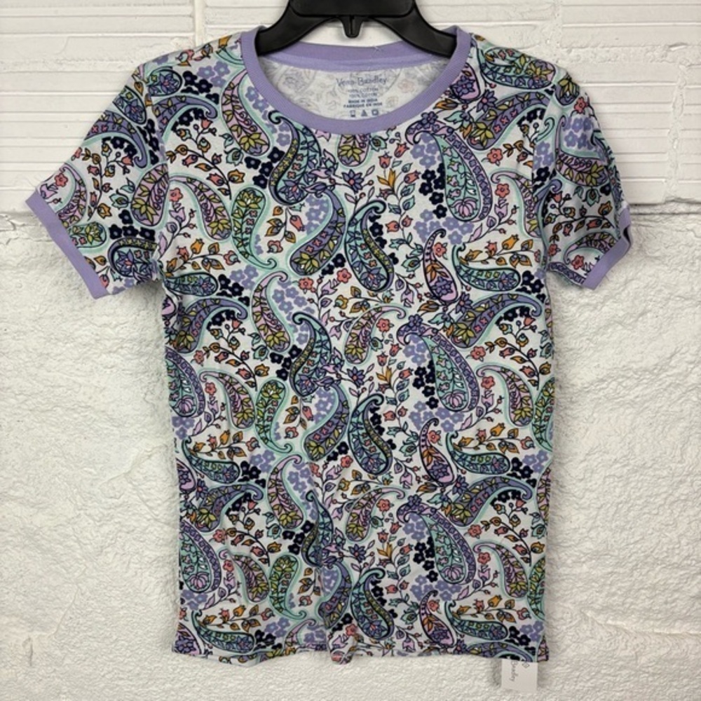 NWT VERA BRADLY purple maddalena paisley soft ribbed cotton shirt size XS